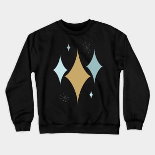 Starburst Mid Century Modern Aqua and Gold Crewneck Sweatshirt